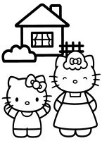 dla dziewczynek do wydruku kolorowanka hello kitty z mamą kocicą numer 8